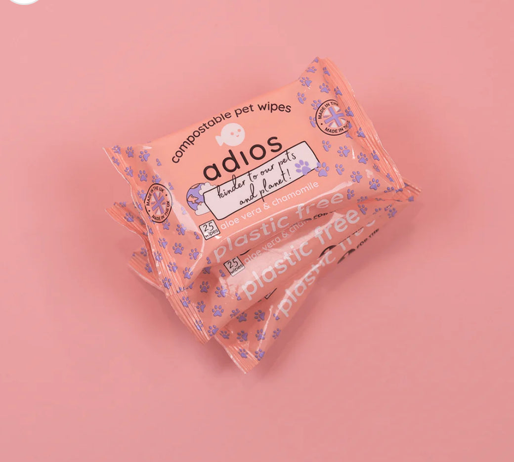 Adios Plastic Compostable Pet Wipes