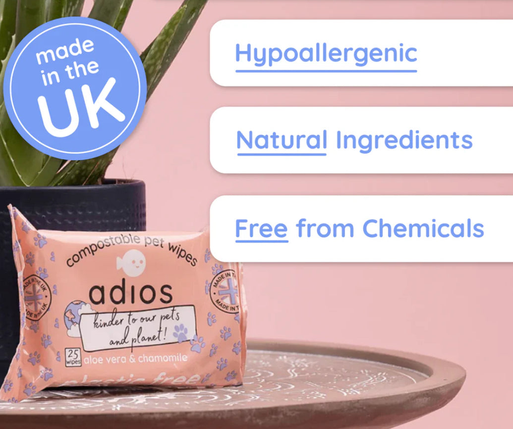 Adios Plastic Compostable Pet Wipes